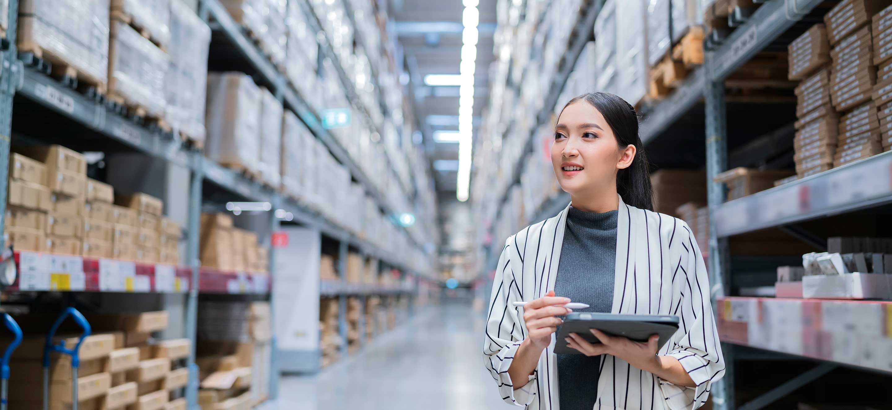 Woman accessing desktop for Sustainable banking Woman accessing desktop for Sustainable banking