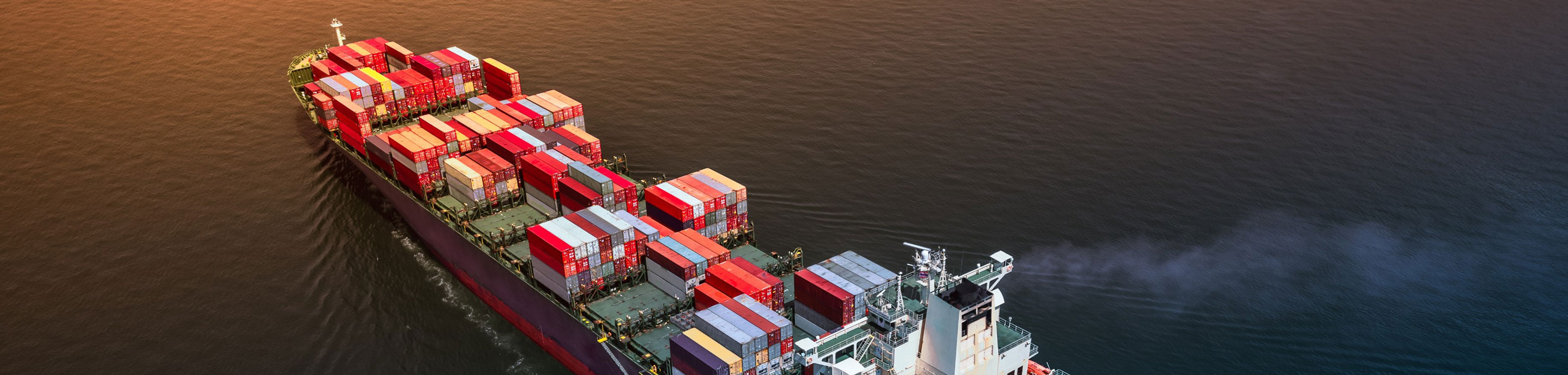 Aerial view of container cargo ship