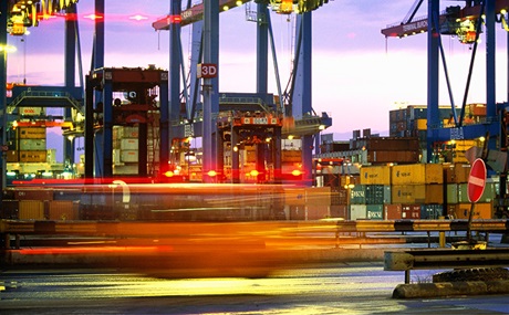 Container vans in harbour port